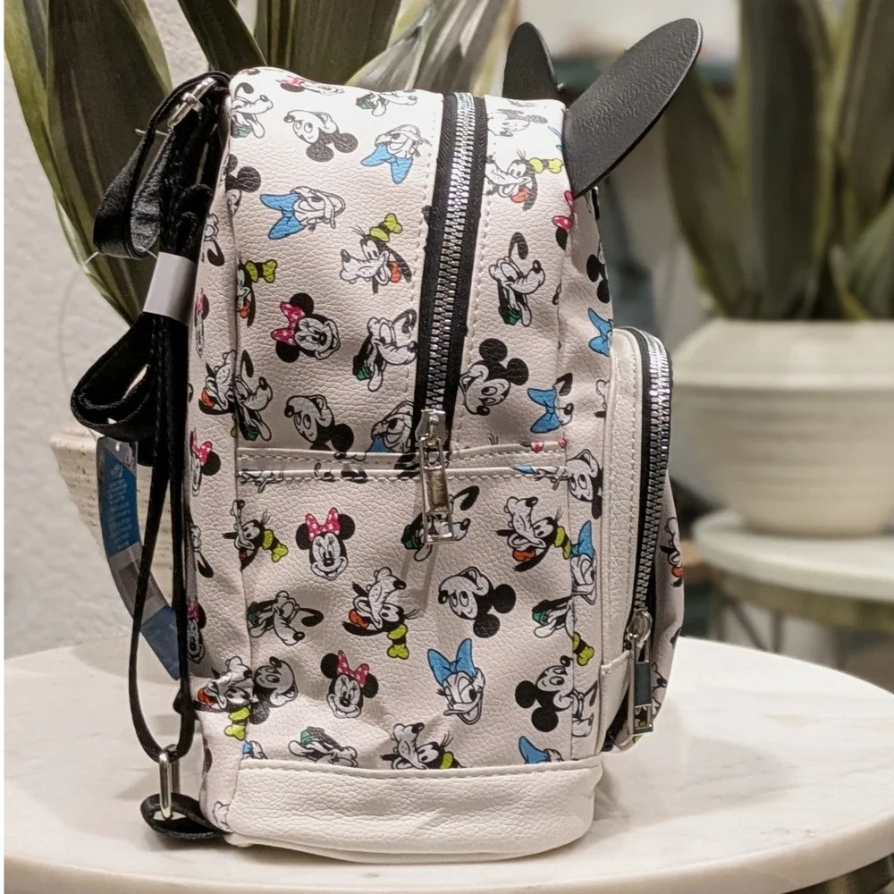 NWT Disney Mickey & Co Mini Backpack Unisex Mini White Character Print 3D Ears